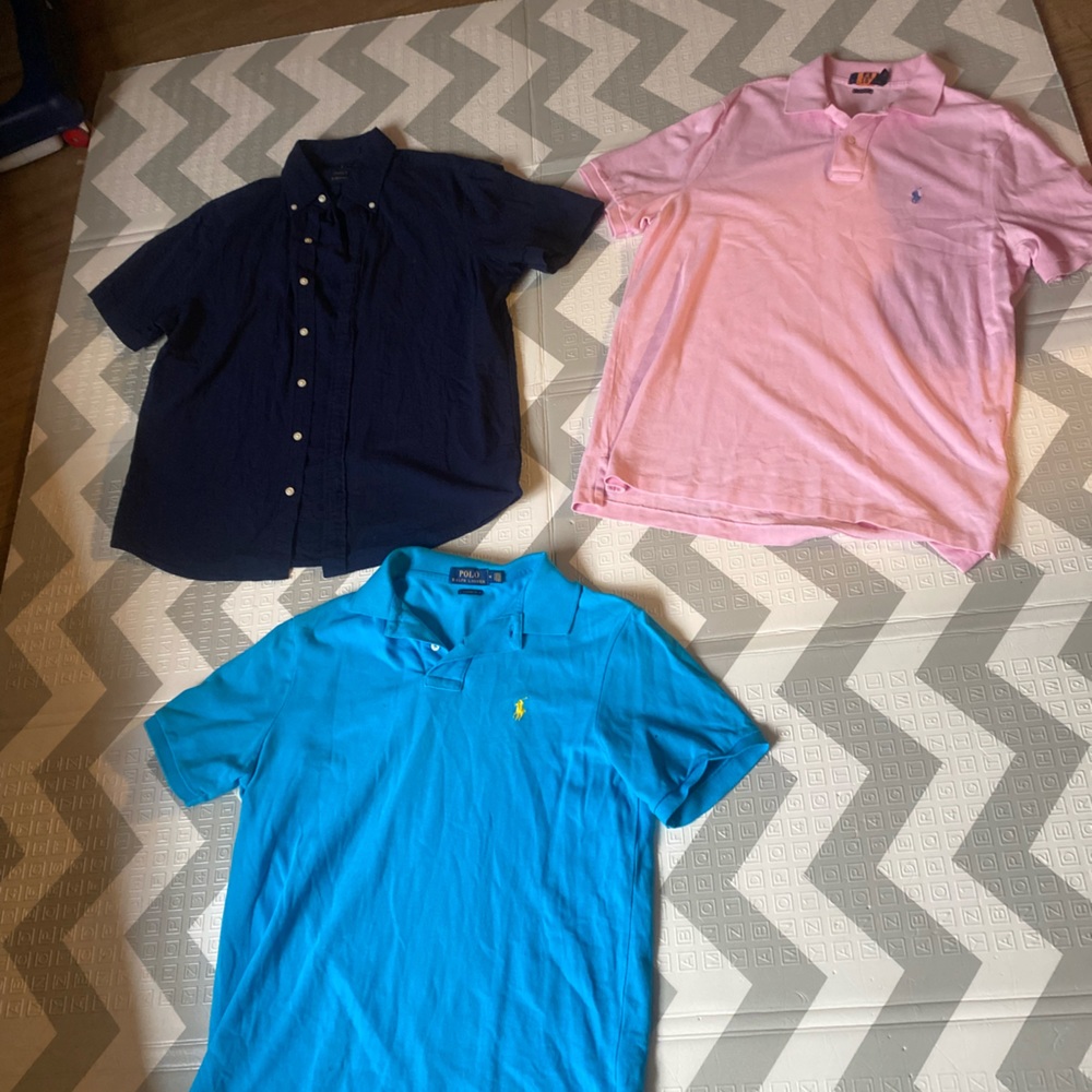 Three polo shirts men size medium great condition not ironed in pics